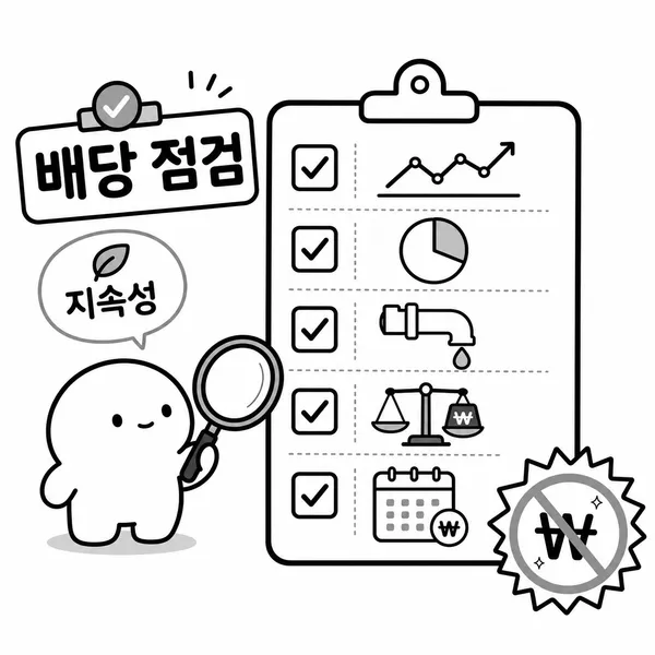 지속 가능한 배당주를 고르기 위한 실적 배당성향 현금흐름 부채 체크리스트 이미지