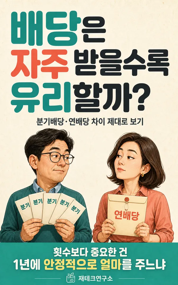 분기배당과 연배당 차이를 설명하는 배당 투자 대표 이미지