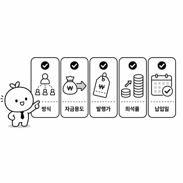 유상증자 공시 확인 체크리스트 이미지