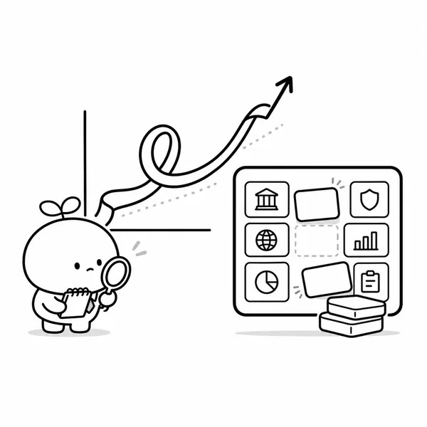 산타랠리 기대와 기관 포트폴리오 리밸런싱을 함께 보여주는 투자자 캐릭터 이미지