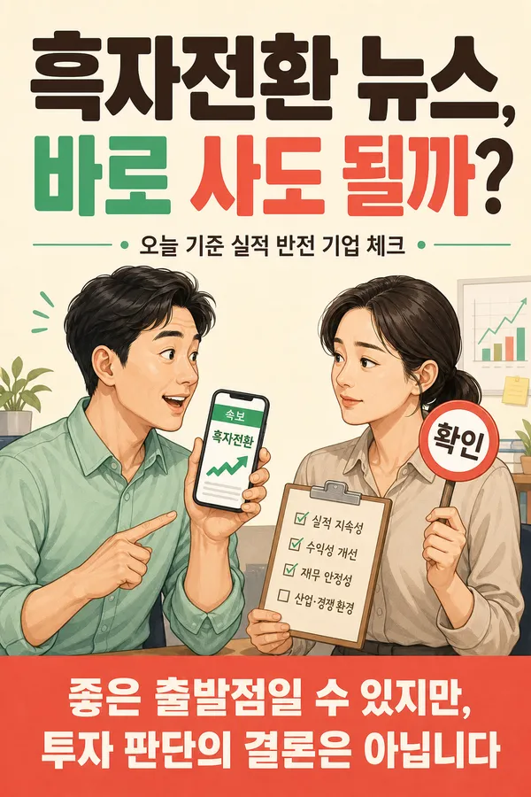 오늘 흑자전환 기업 정리: 실적 반전 뉴스, 바로 매수해도 될까요?