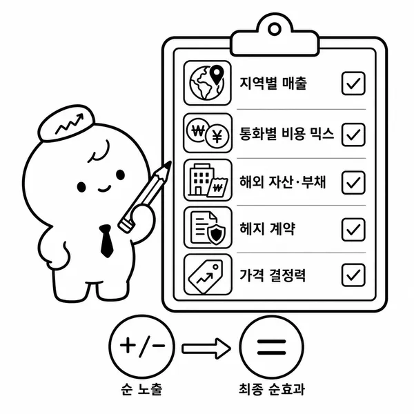 환율 상승의 순효과를 확인하기 위한 재무제표 체크리스트