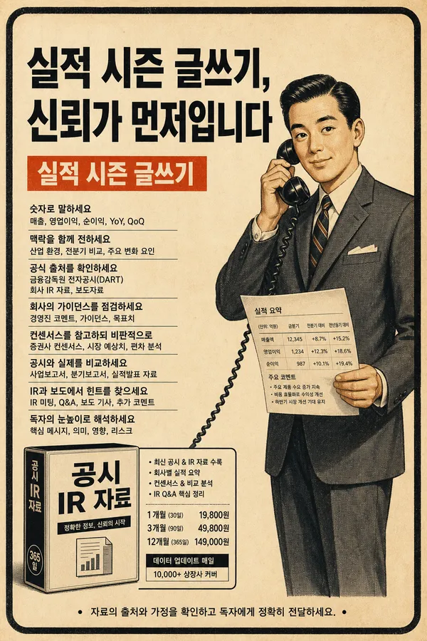 실적 시즌에 블로그 글 쓰는 방법: 조회수보다 신뢰를 남기는 작성법