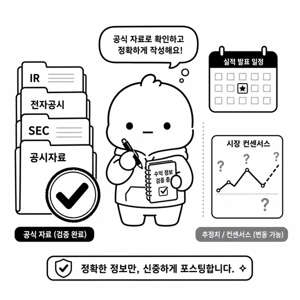 IR DART SEC 공시 자료와 컨센서스를 확인하는 블로그 작성자 일러스트