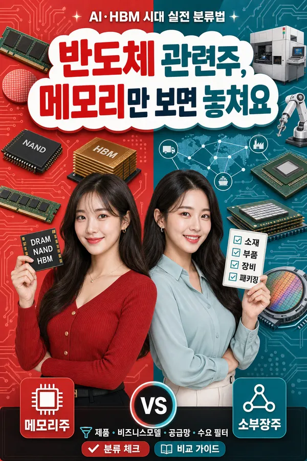 반도체 관련주를 나누는 기준: 메모리, 비메모리, 소부장, HBM까지 한 번에 정리