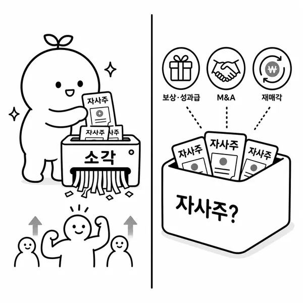 자사주 소각과 자사주 보유 차이를 비교한 설명 이미지