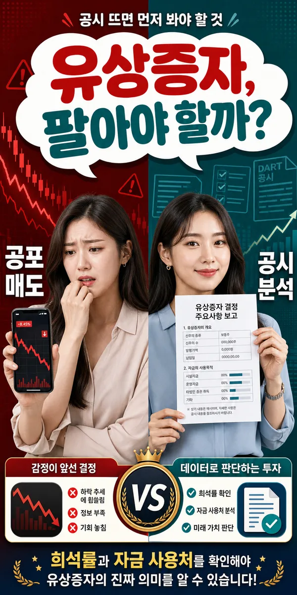 유상증자 공시 이후 공포 매도와 공시 분석을 비교한 금융 블로그 대표 이미지