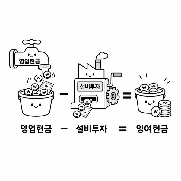 영업현금흐름과 잉여현금흐름 계산 구조를 보여주는 이미지