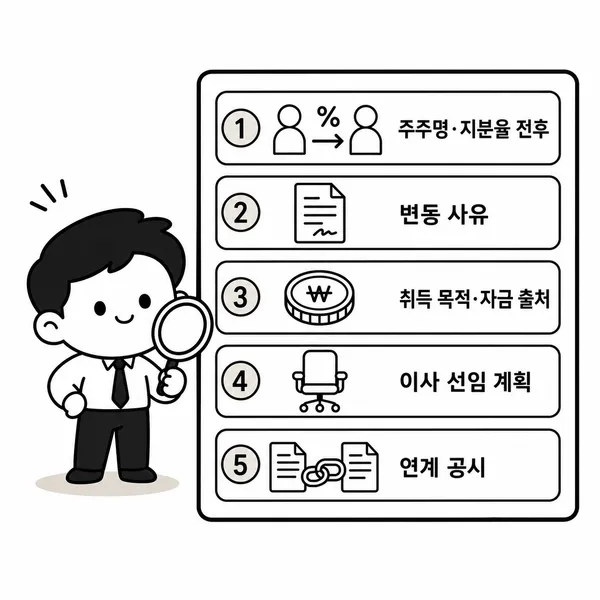 최대주주 변경 공시를 확인할 때 살펴볼 다섯 가지 체크리스트