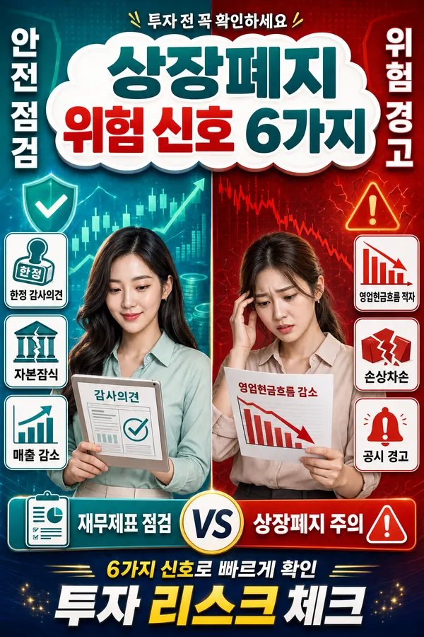 감사의견과 현금흐름을 대비해 보여주는 상장폐지 위험 신호 6가지 이미지