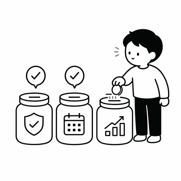 비상금과 단기 지출, 장기 ETF 투자금을 나누어 관리하는 그림