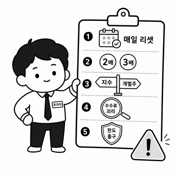 레버리지 ETF 매수 전 일일 재설정과 배수, 비용, 비중을 확인하는 체크리스트