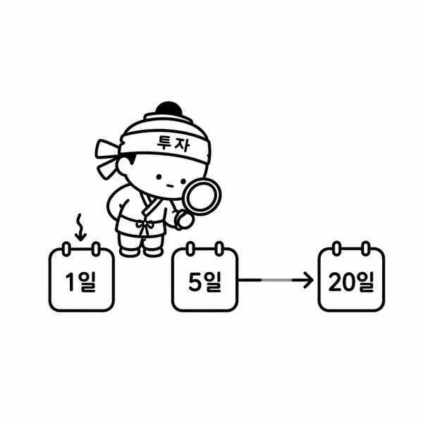 하루 수급과 5일 및 20일 누적 수급 흐름을 비교하는 이미지